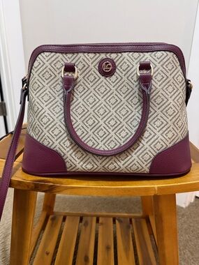 Signature Geo Dome Satchel in Plum and Beige by Liz Claiborne